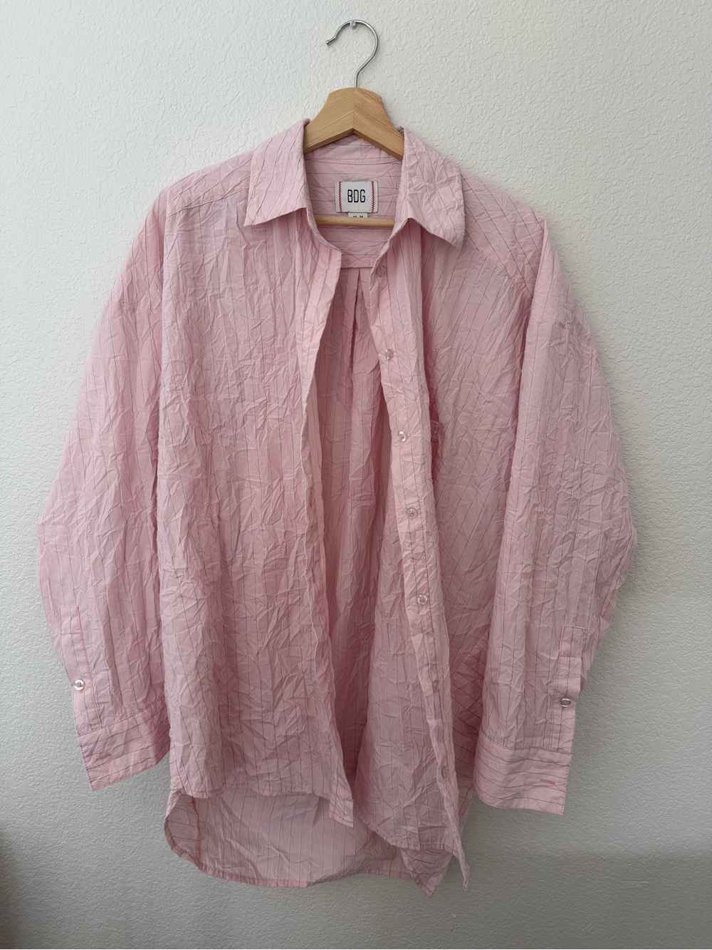 BDG Urban Outfitters Pink Striped Oversized Button Down Shirt